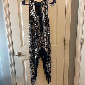 FRINGE CROP SILK TANK